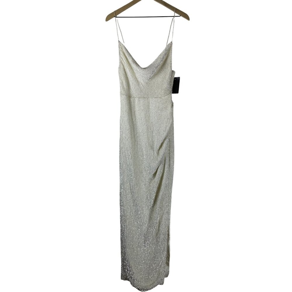 Retrofete Katya Sequin Side Slit Cowl Evening Bridal Gown Womens Medium Moonglow - Picture 1 of 13